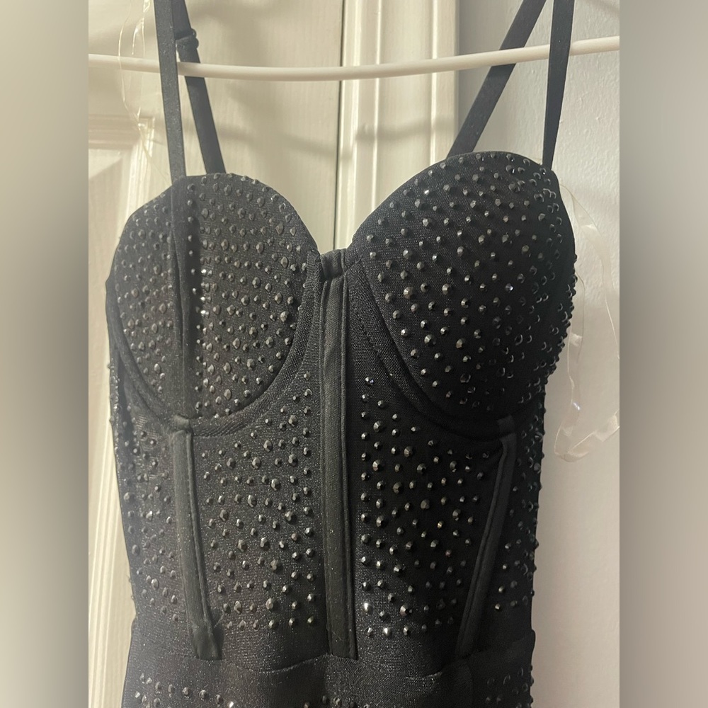 Black cocktail dress from Windsor, beaded mesh XS